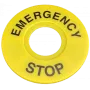 Plastic signalling label for emergency stop button diameter 22 mm