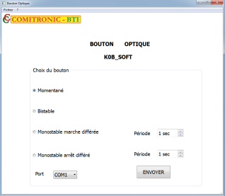 KOB SOFT Button configuration software KOB508/308, momentary, bistable, timed